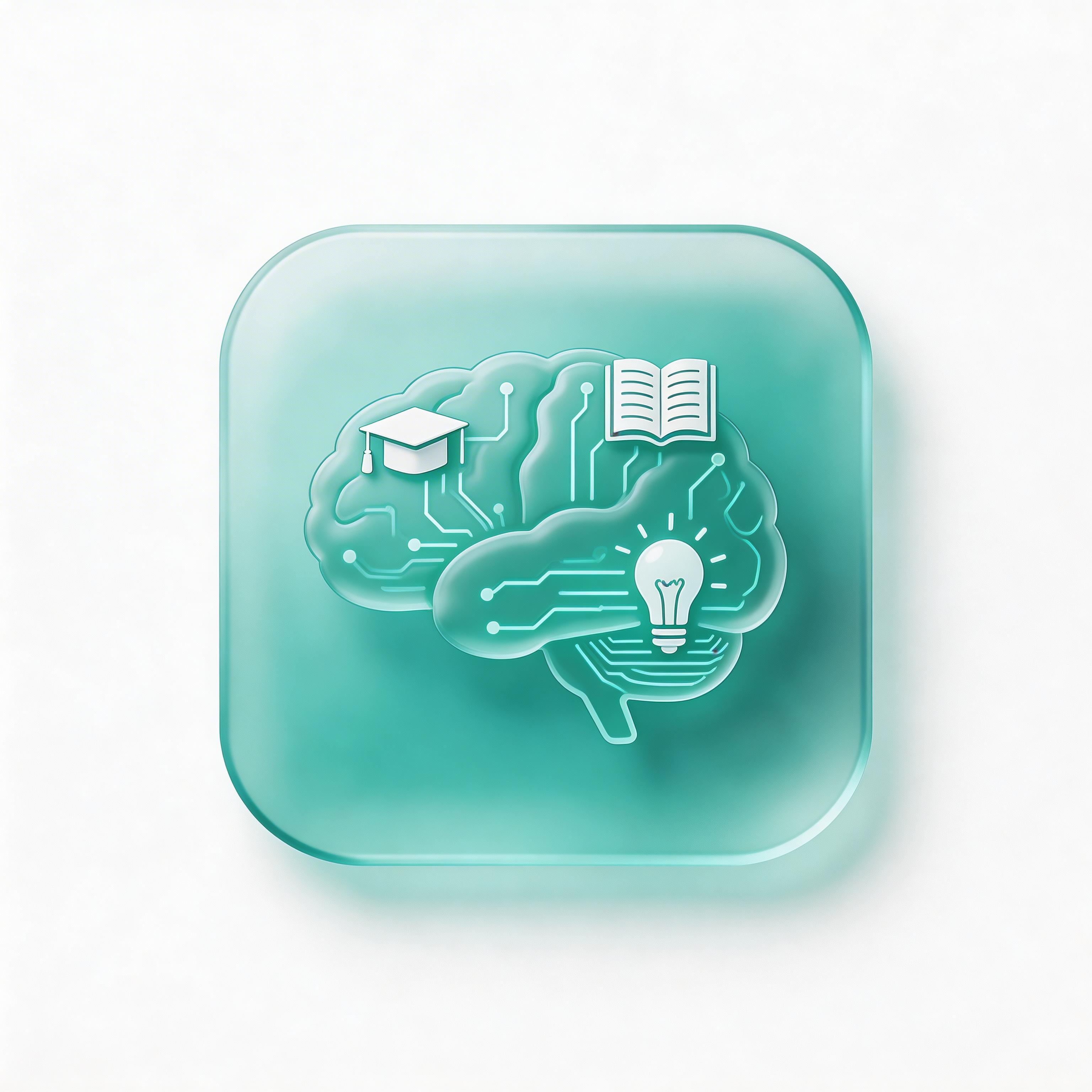 Education app icon with brain and circuit connections