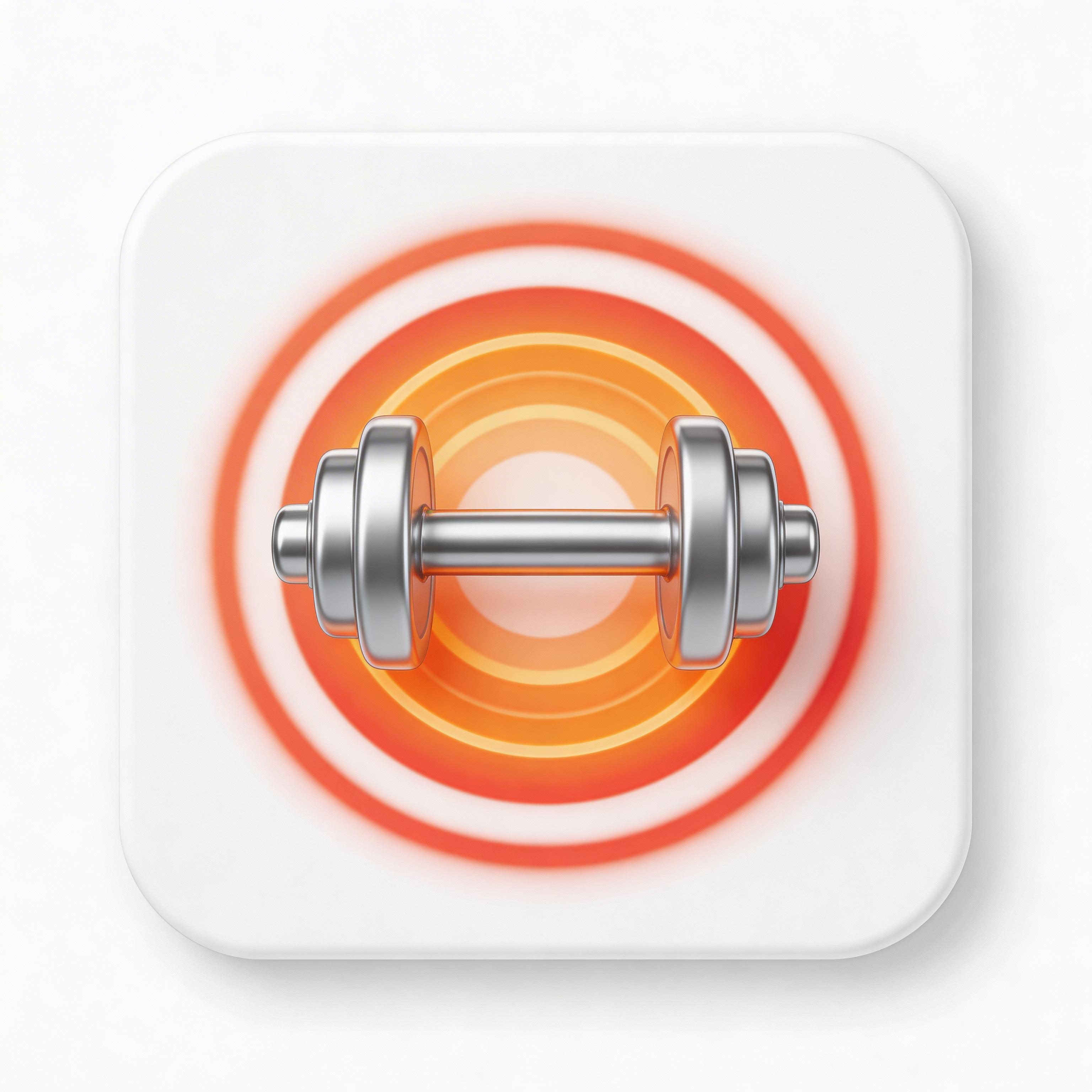 Fitness app icon with dumbbell and energy pulse