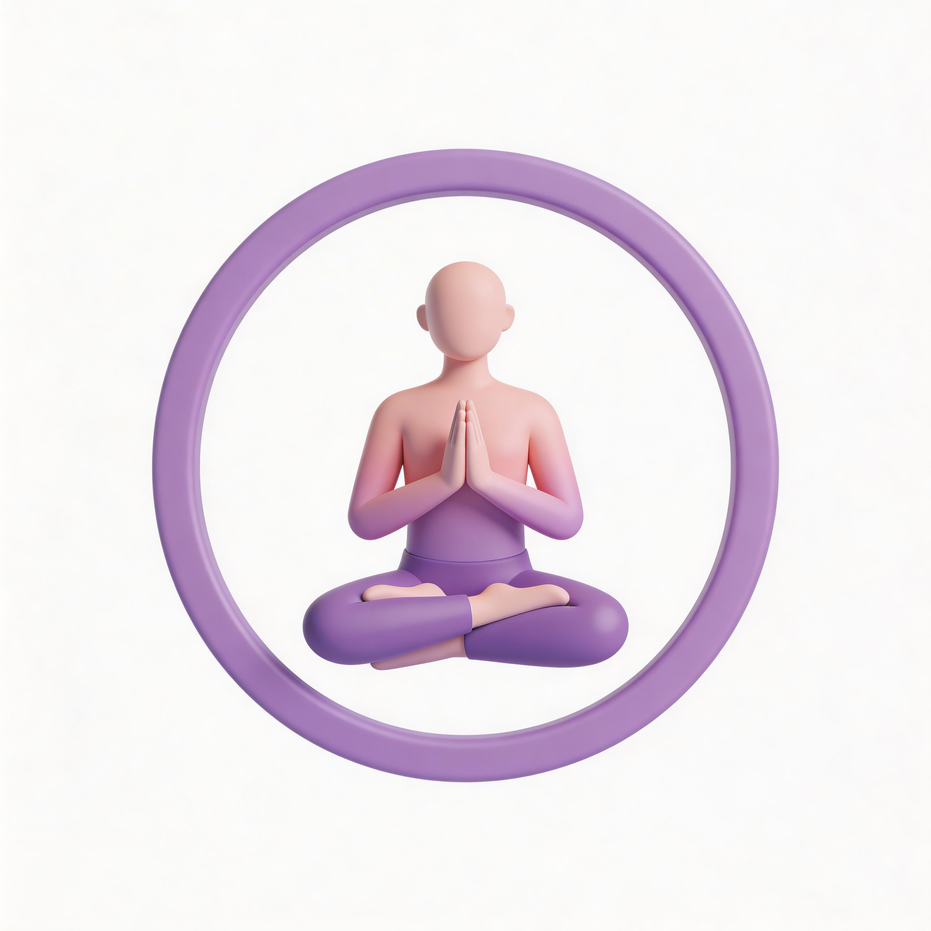 Fitness app icon with yoga pose and zen circle
