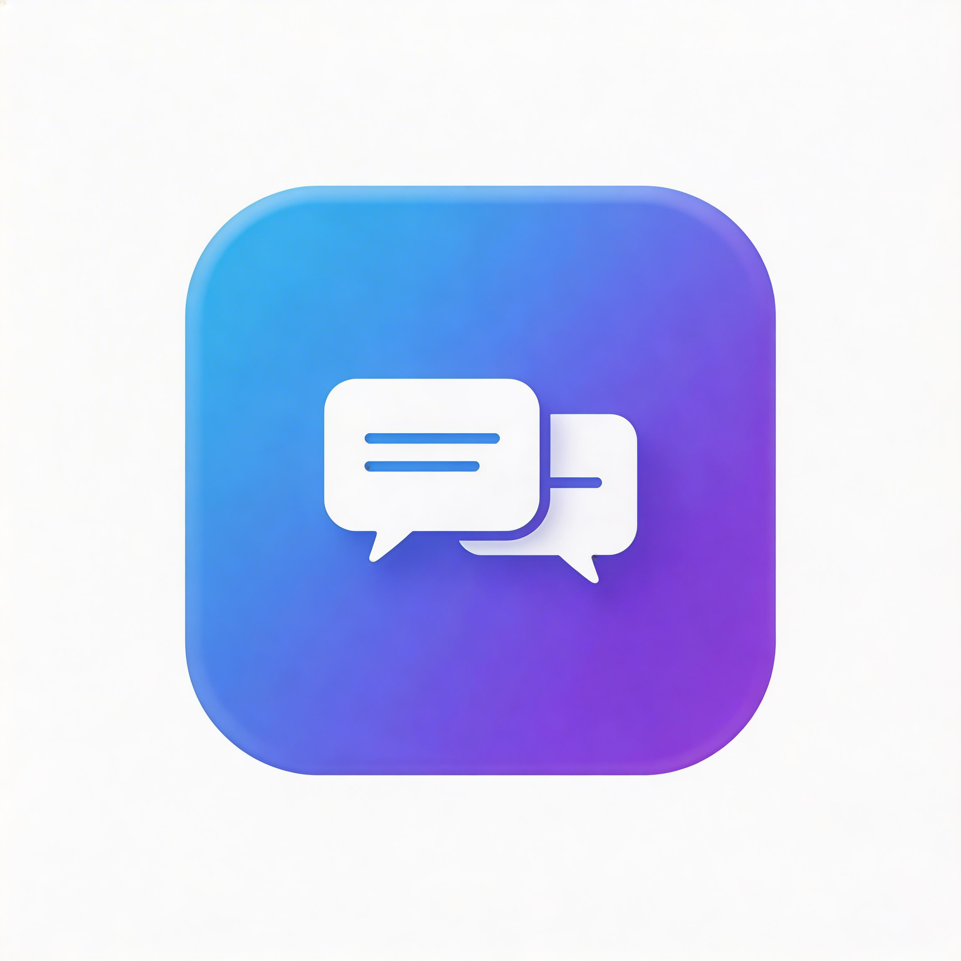 Flutter messaging app icon with blue purple gradient