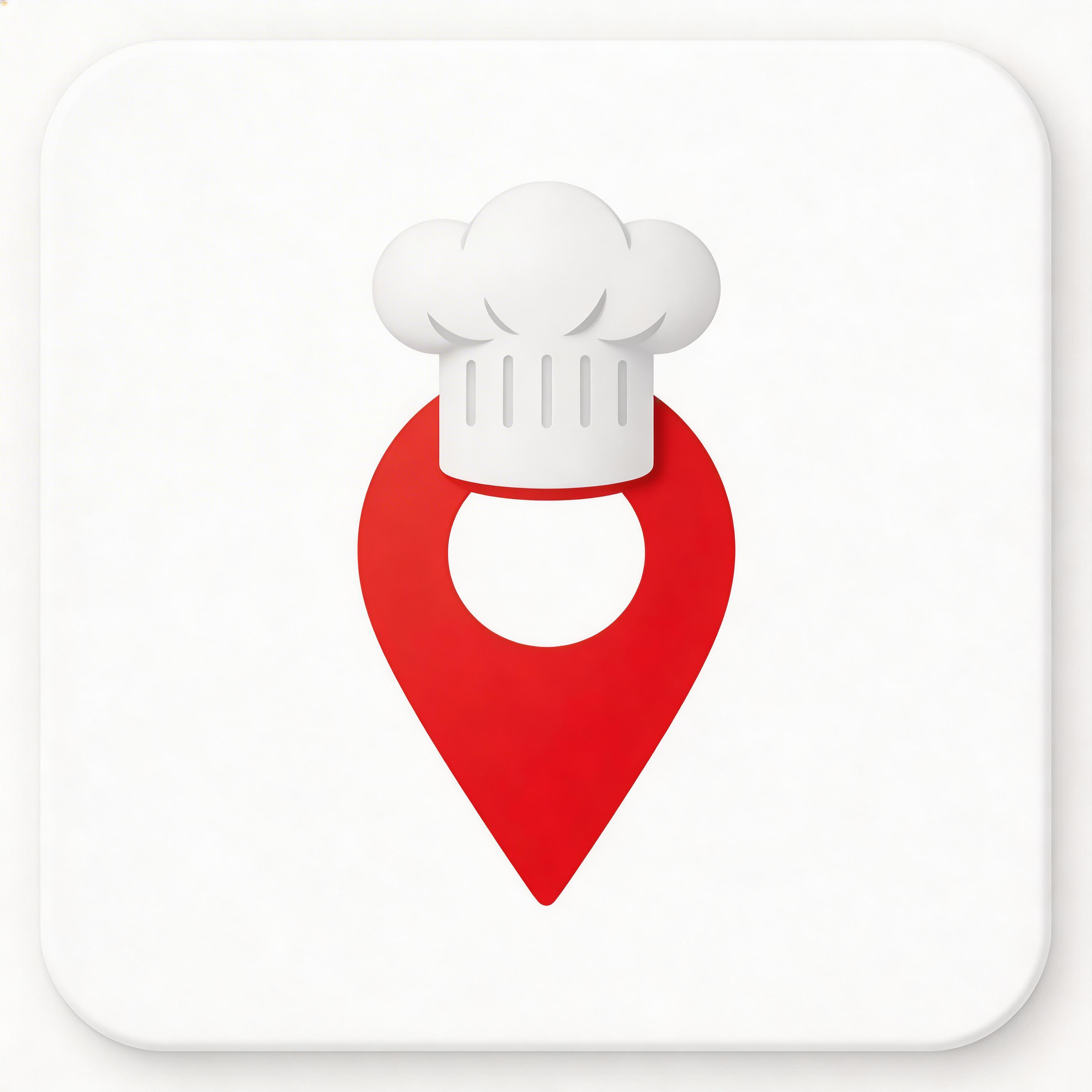 Food delivery app icon with chef hat and location pin
