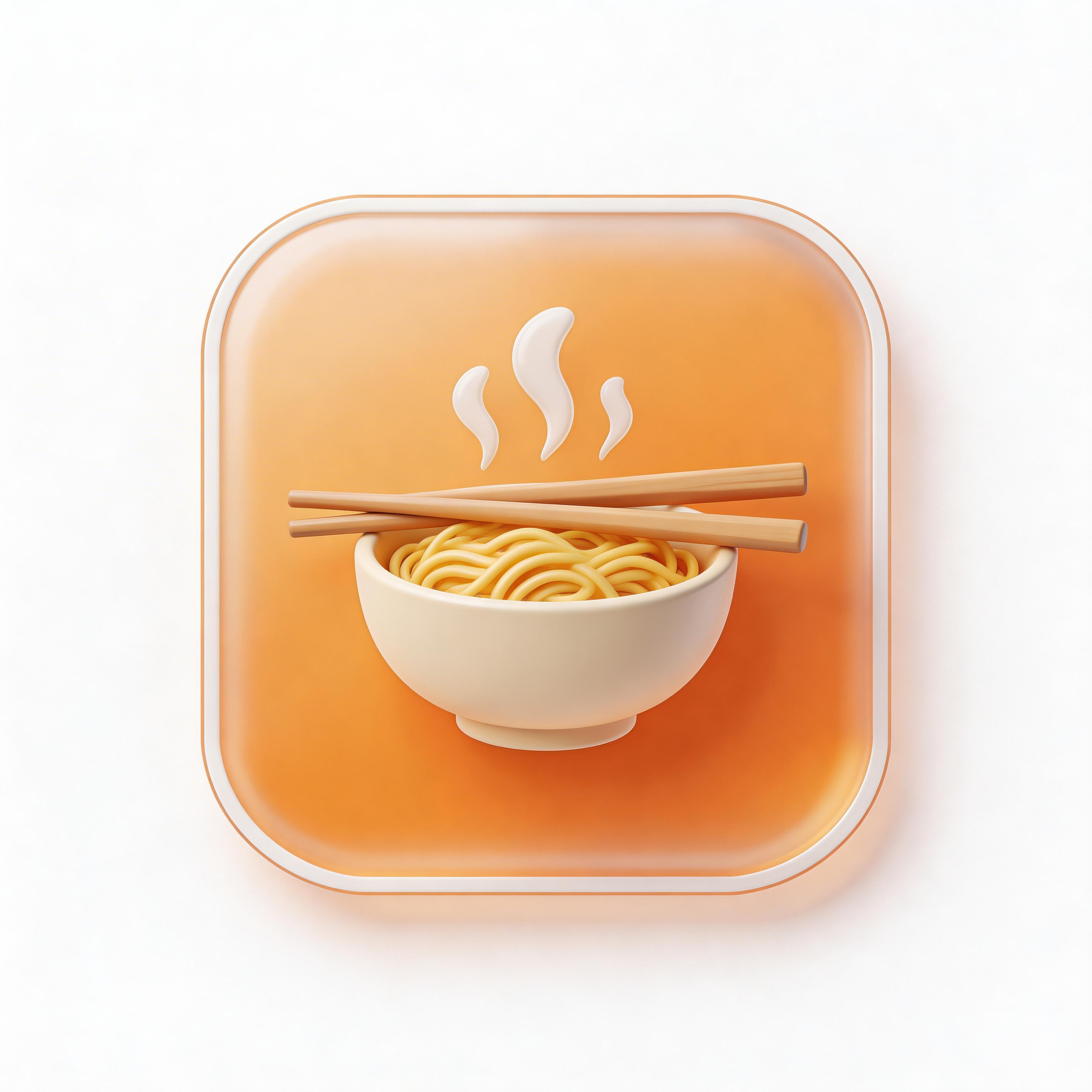 Food delivery app icon with noodle bowl and chopsticks
