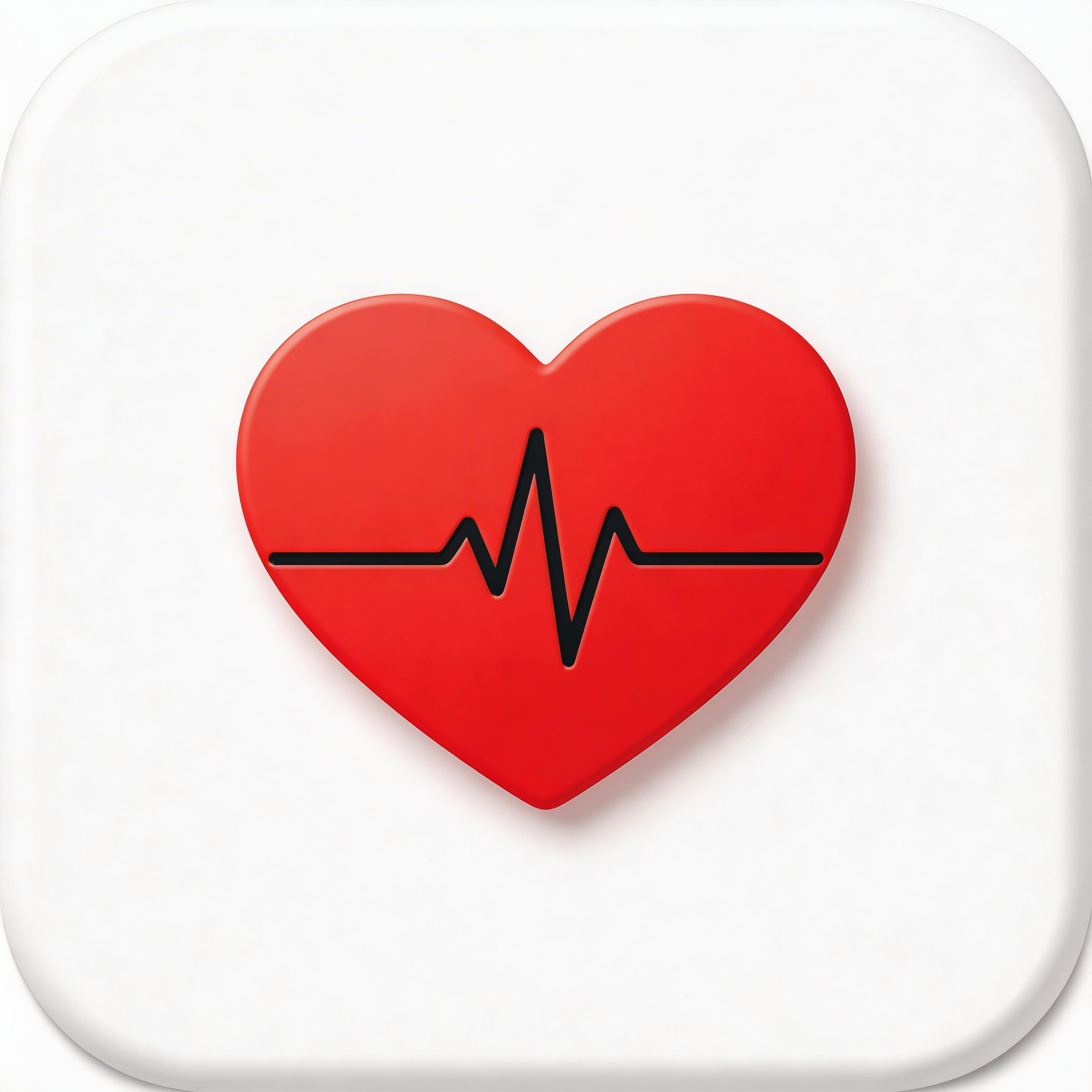 Health app icon with red heart and pulse line ECG monitor