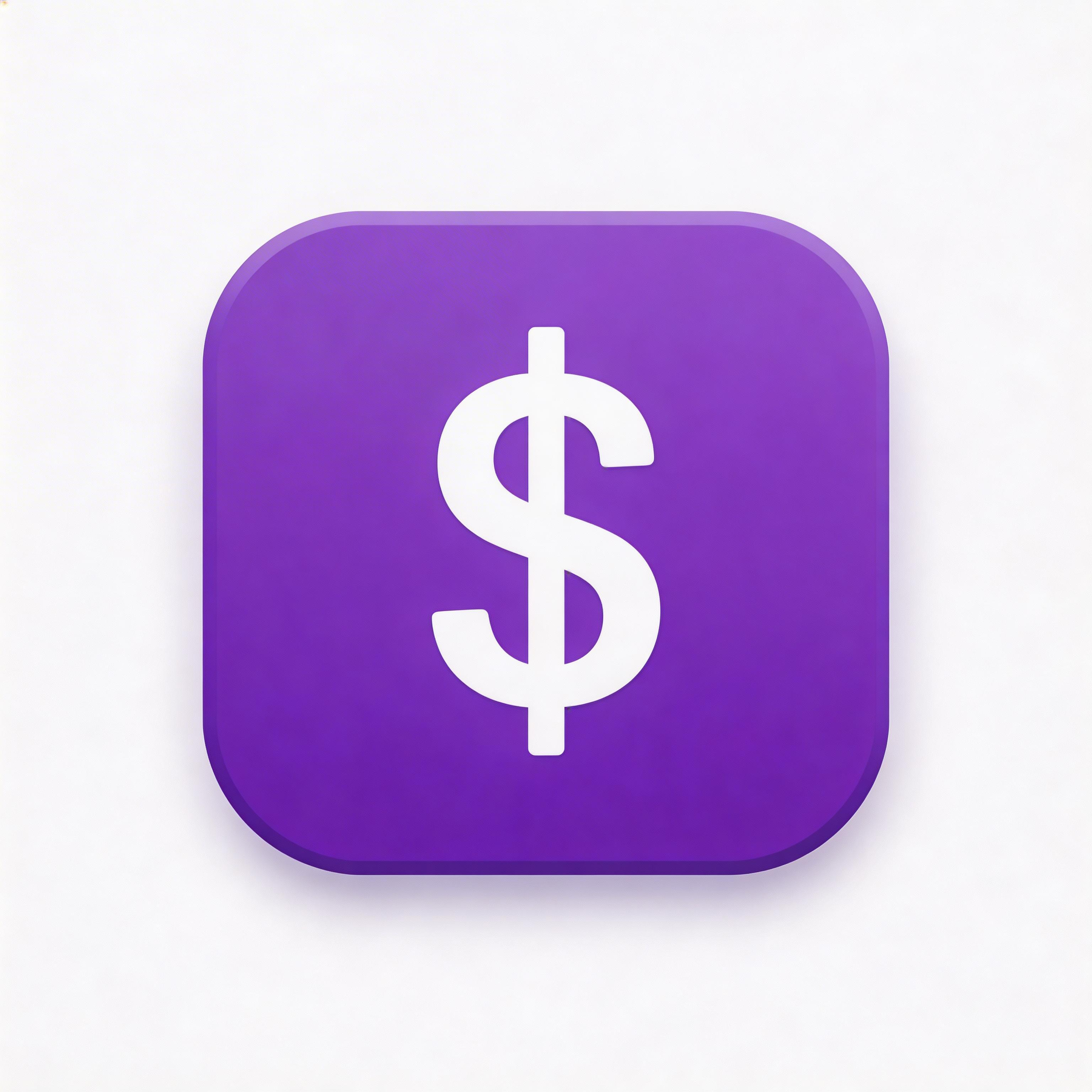 React Native finance app icon with purple minimalist design