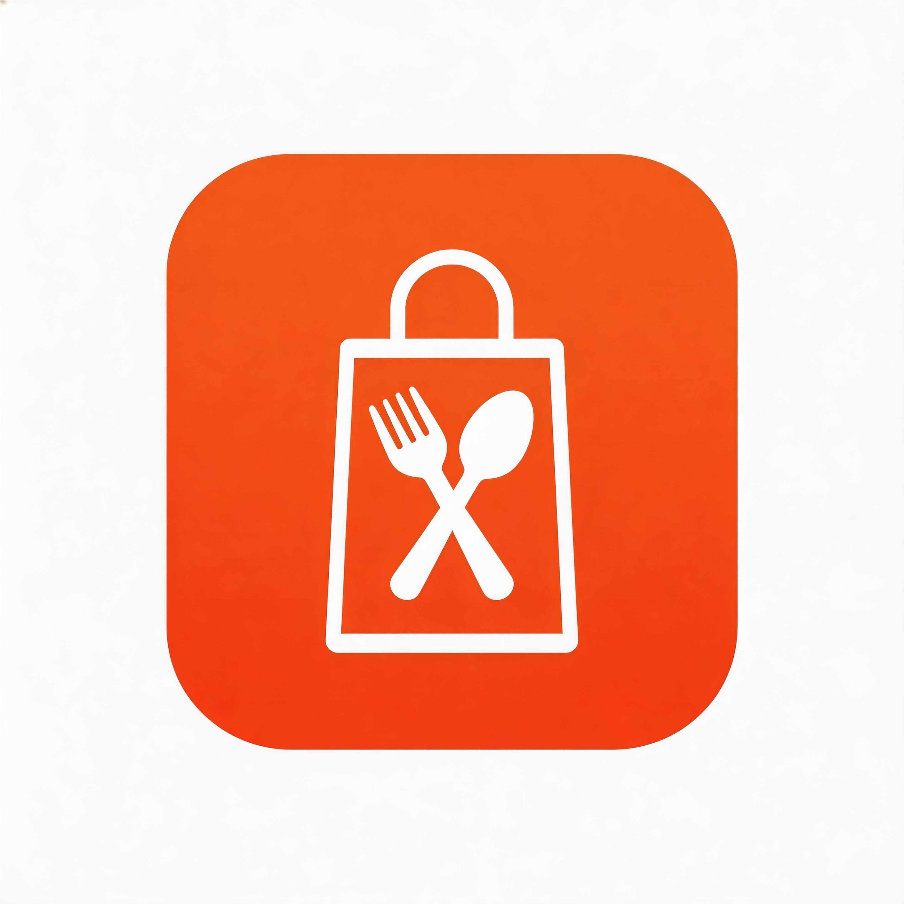React Native food delivery app icon with red orange flat design