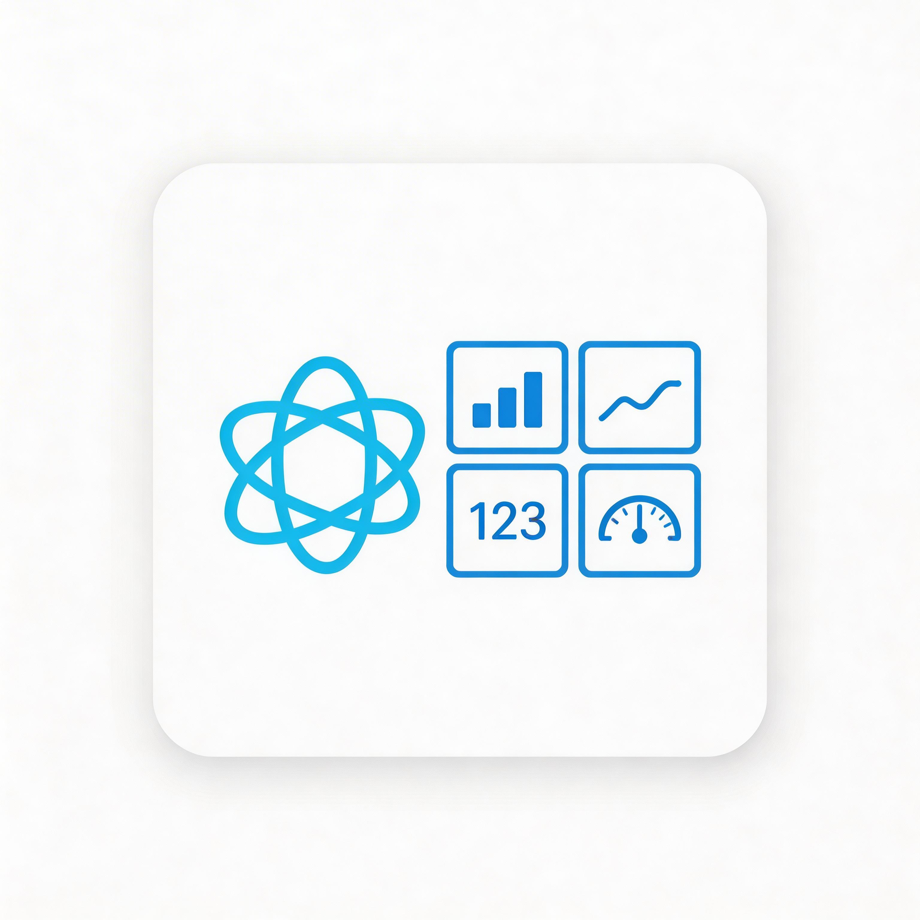 React dashboard app icon with blue flat design
