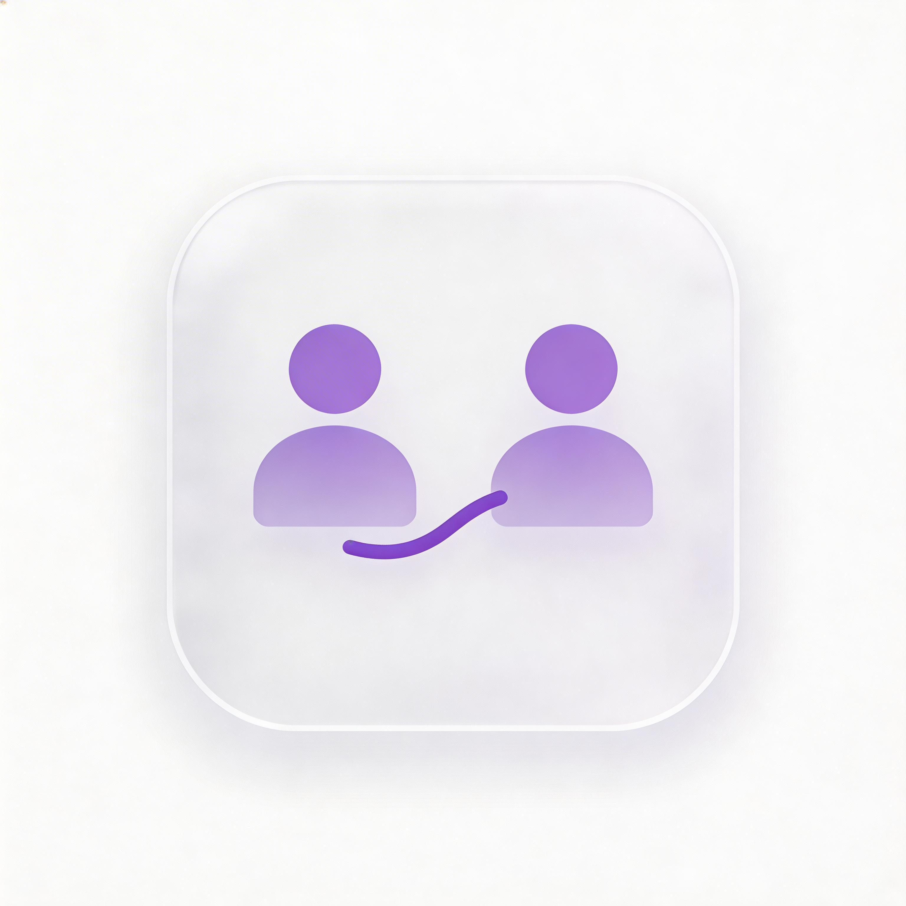 SaaS CRM app icon with purple glassmorphism