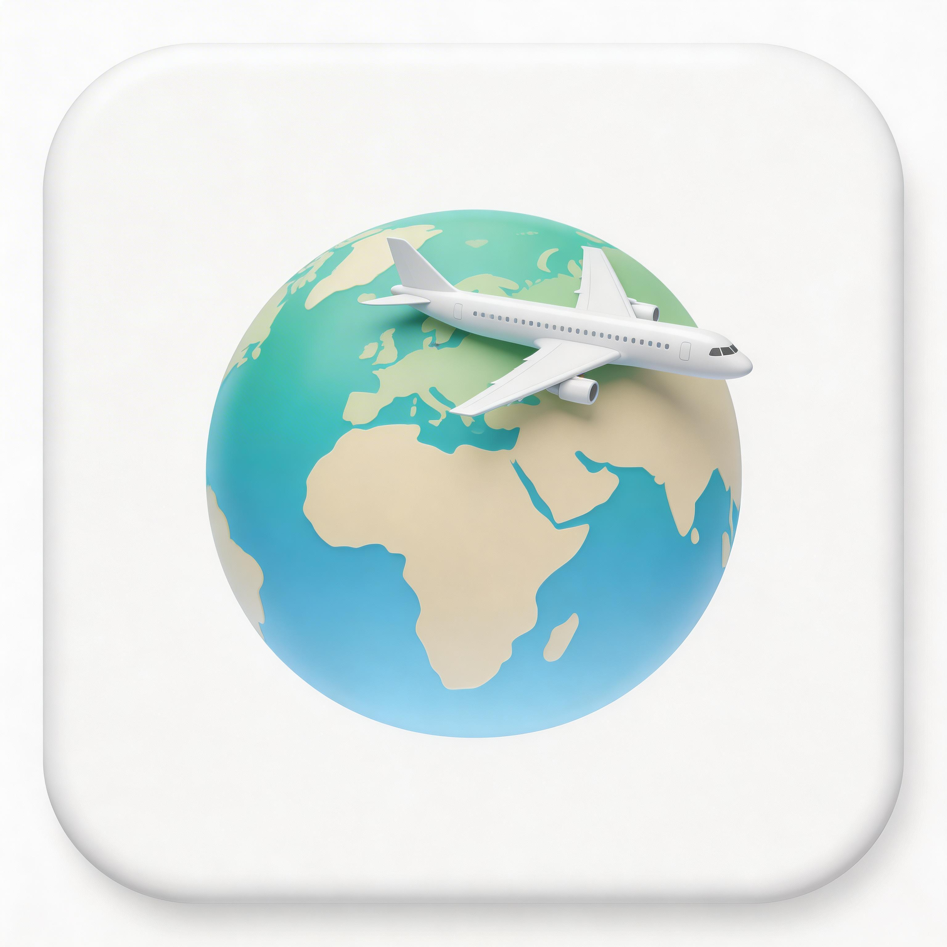 Travel app icon with airplane and globe