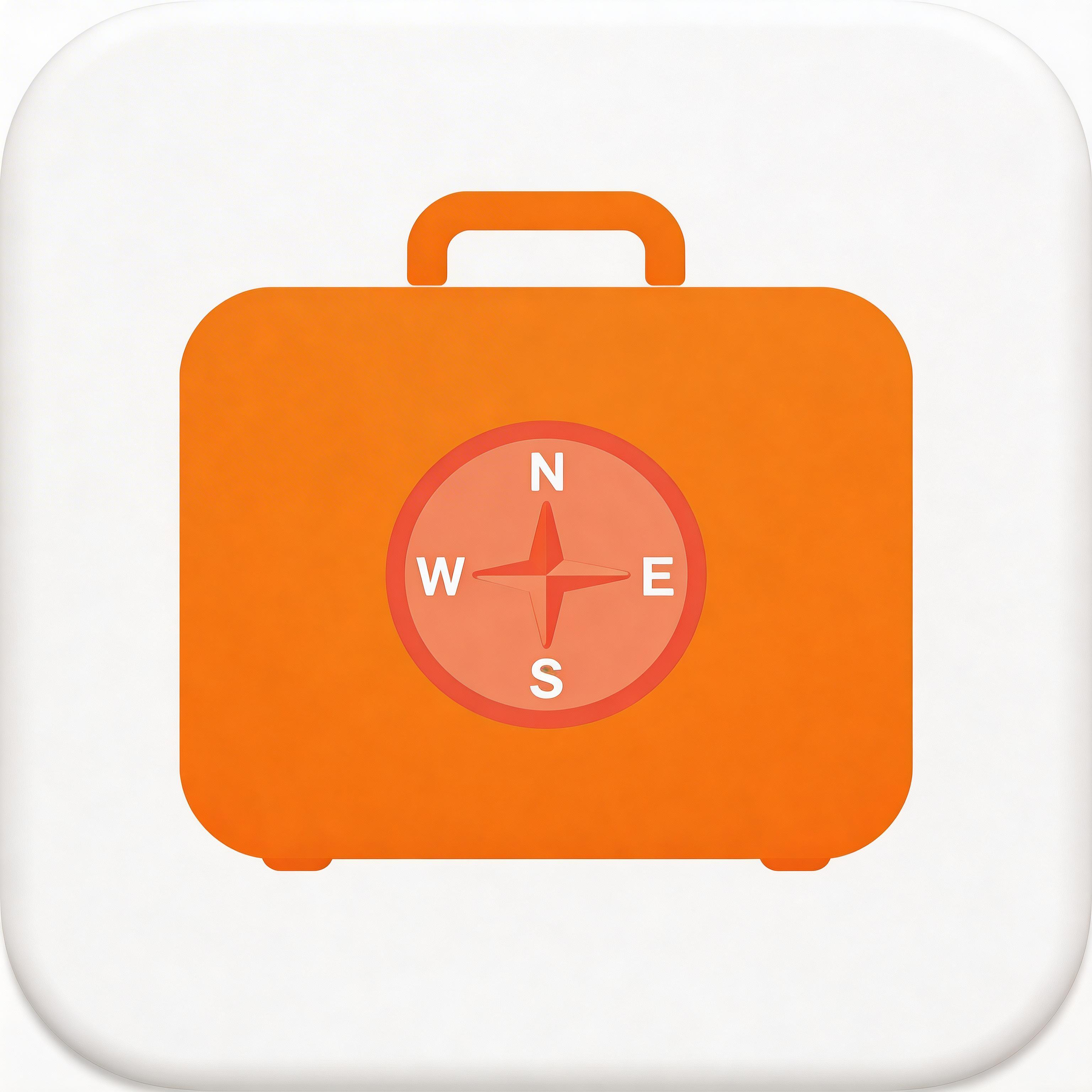 Travel app icon with suitcase and compass