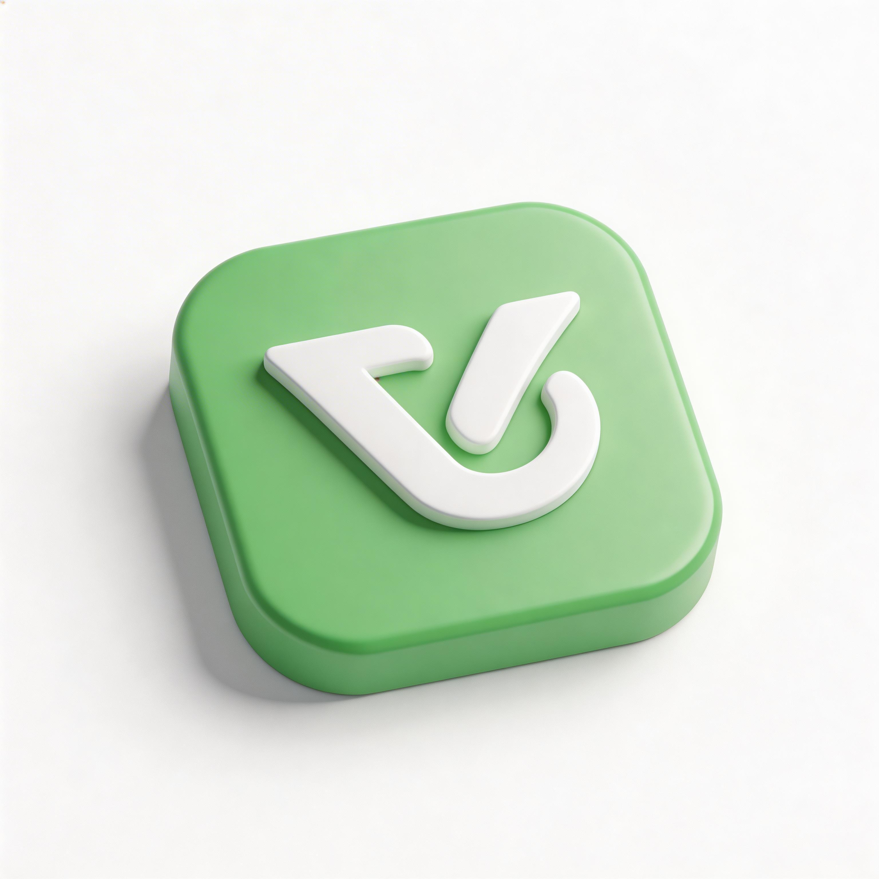 Vue.js app icon with 3D rendered green style